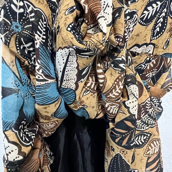 Coldwater Creek Leaf Floral Print Drop Waist Sleeveless Dress - Brown and Blue - Picture 4 of 7